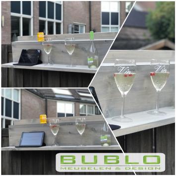 Steigerhouten balkontafel BLUSH – Balkontafel voor reling op maat