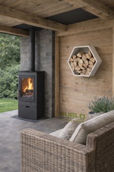 Hexagon Wanddecoratie Haardhout