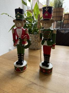  Set van 2 Notenkraker Beren Beeldjes - Rood & Groen Kerstdecoratie