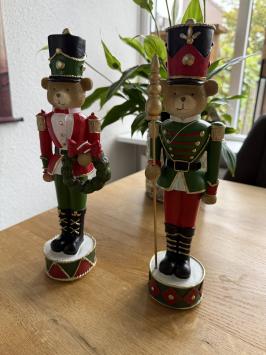  Set van 2 Notenkraker Beren Beeldjes - Rood & Groen Kerstdecoratie