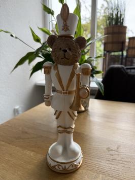 Notenkraker Beer Wit & Goud 33cm